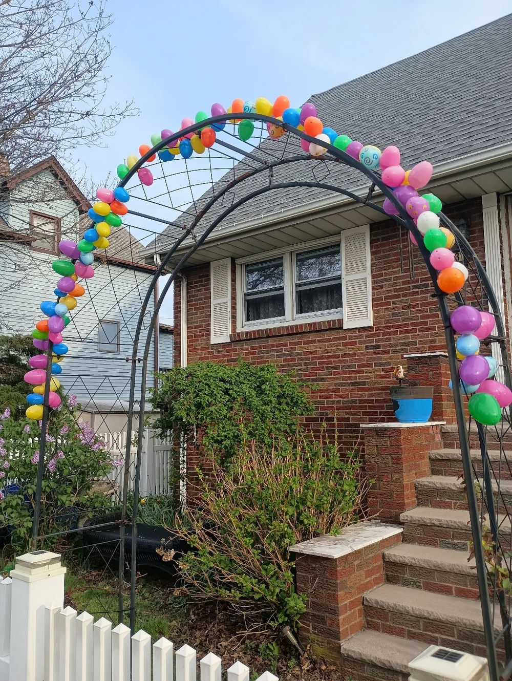 Homemade Colorful Plastic Easter Egg Garland Arch Decor